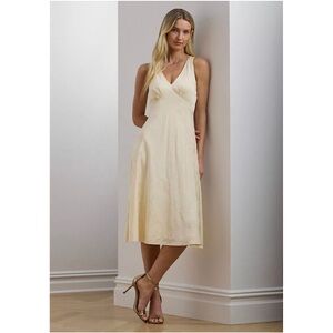 Lauren Ralph Lauren‎ Floral Jacquard Sleeveless Dress Ivory Beige 4